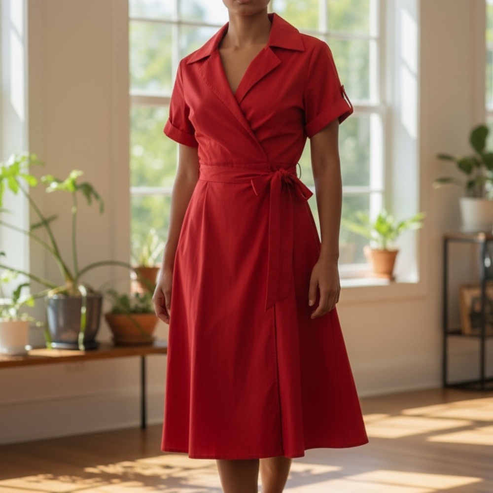 Banana Republic Pink Wrap Midi Dress